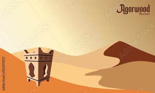 mabkhara oud agarwood with background desert natural color