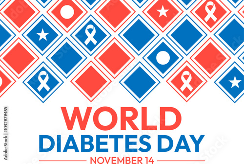 World Diabetes Day background design with ribbons and typography