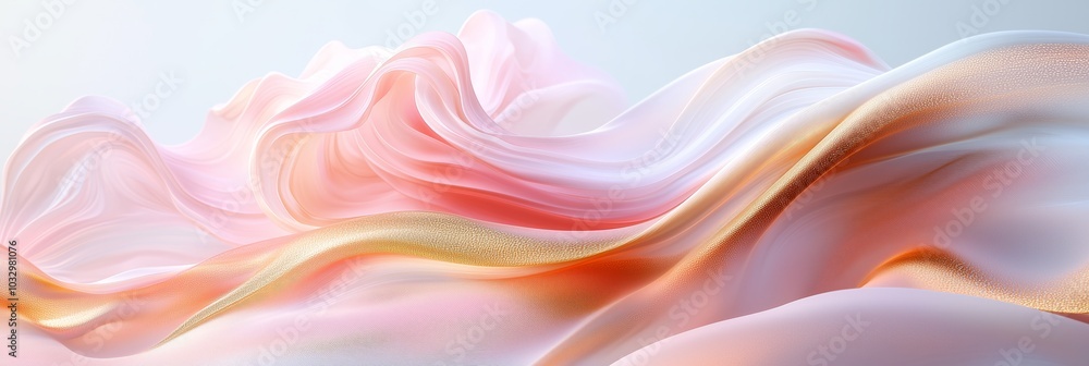 Obraz premium 3D abstract background with pink and gold waves, white color, black isolated background