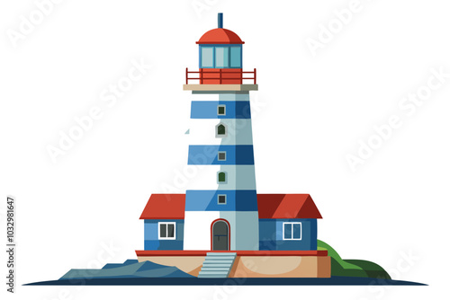 detailed lighthouse isolated on beautiful