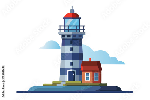 detailed lighthouse isolated on beautiful