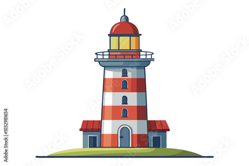 detailed lighthouse isolated on beautiful