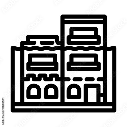flooded streets hurricane disaster line icon vector. flooded streets hurricane disaster sign. isolated contour symbol black illustration