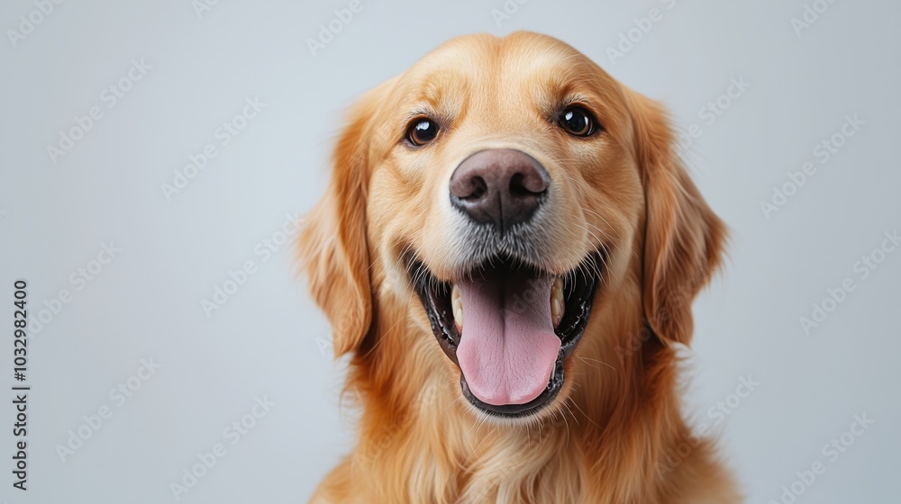 portrait of a happy smiling Golden Retriever dog on a white background portrait of a happy smiling Golden Retriever dog on a white background