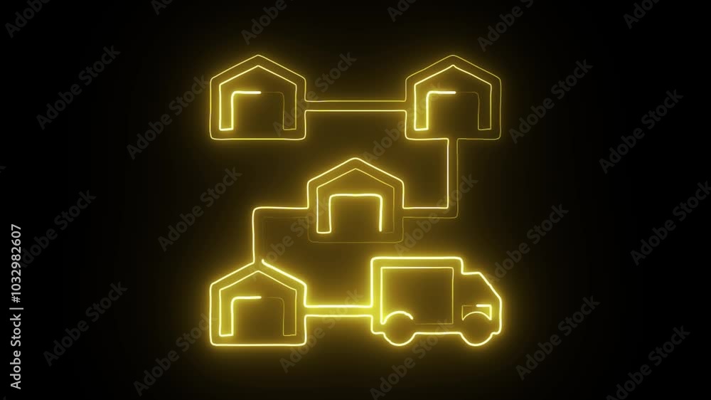 glowing neon delivery tracking icon isolated on black background. HD video motion graphic animation glowing neon delivery tracking icon isolated on black background. HD video motion graphic animation
