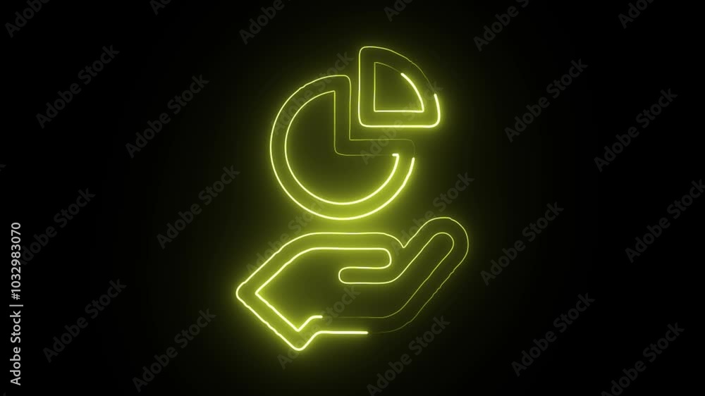 glowing neon handle with care icon isolated on black background. HD video motion graphic animation. glowing neon handle with care icon isolated on black background. HD video motion graphic animation.