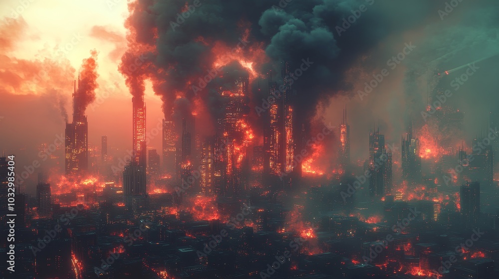 custom made wallpaper toronto digitalCatastrophic blaze engulfs urban landscape a haunting vision of destruction and chaos in the city skyline