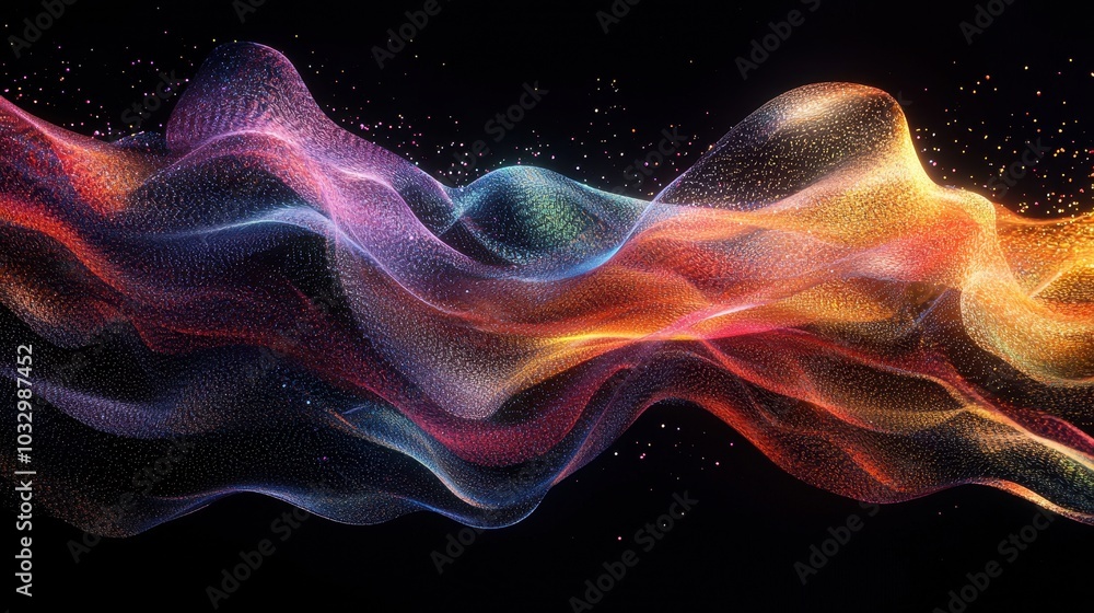 Fototapeta premium Vibrant Abstract Wave of Particles in Motion