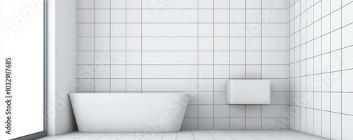 Modern Bathroom with White Tiles and Minimalist Design