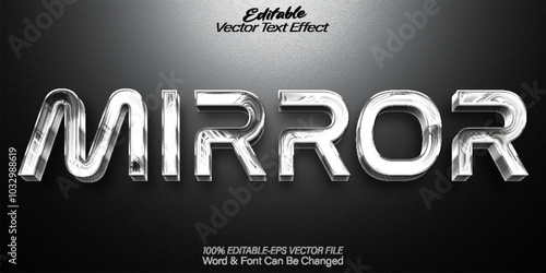 Mirror Vector Text Effect Editable Alphabet White Black Reflection