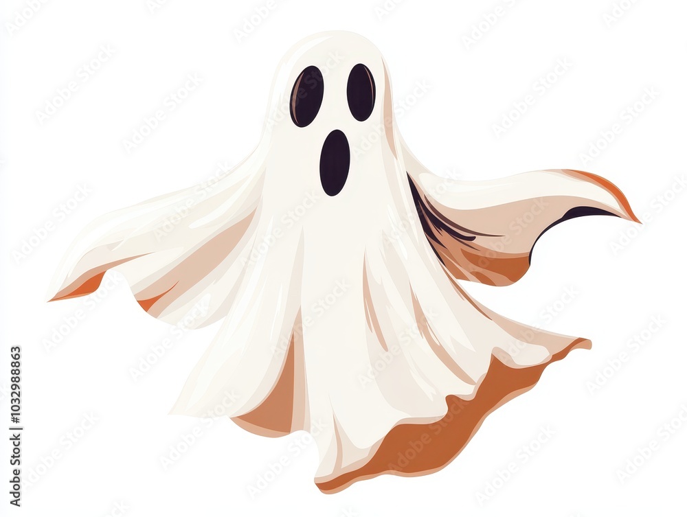 A Cartoon Ghost with a Wide Open Mouth and Large Eyes A Cartoon Ghost with a Wide Open Mouth and Large Eyes