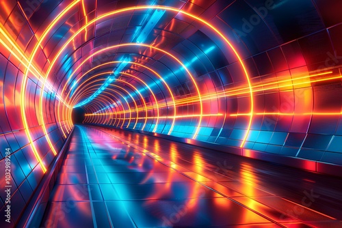 A tunnel filled with lots of colorful lights