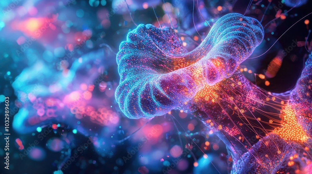 3D Glowing Biological Structure with Stem Cells 3D Glowing Biological Structure with Stem Cells