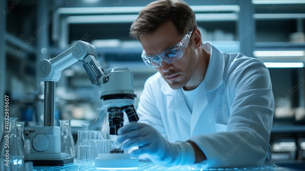 Cyborg robotic arm complex task high-tech laboratory advanced mechanics tools. AI generated Cyborg robotic arm complex task high-tech laboratory advanced mechanics tools. AI generated