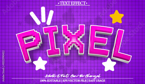 Pixel Vector Text Effect Editable Alphabet Game Arcade Play Retro