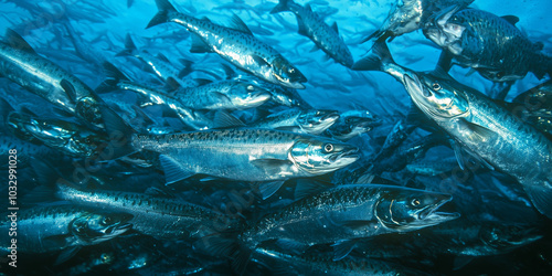 Australian salmon in large numbers photo