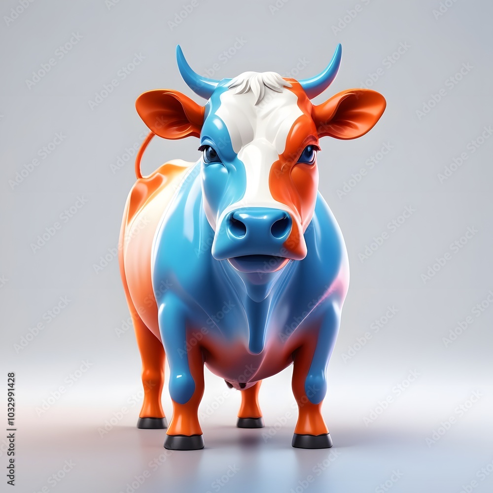 A Highly Detailed and Futuristic cow Featuring a Glossy, Reflective Surface with Smooth Gradient Colors and Modern Aesthetic Elements A Highly Detailed and Futuristic cow Featuring a Glossy, Reflective Surface with Smooth Gradient Colors and Modern Aesthetic Elements