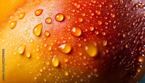 Extreme realistic macro photo of Vibrant Glow Mango Skin Background Design