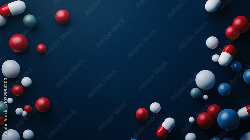 Floating Pills Against Deep Blue Abstract Backdrop Floating Pills Against Deep Blue Abstract Backdrop
