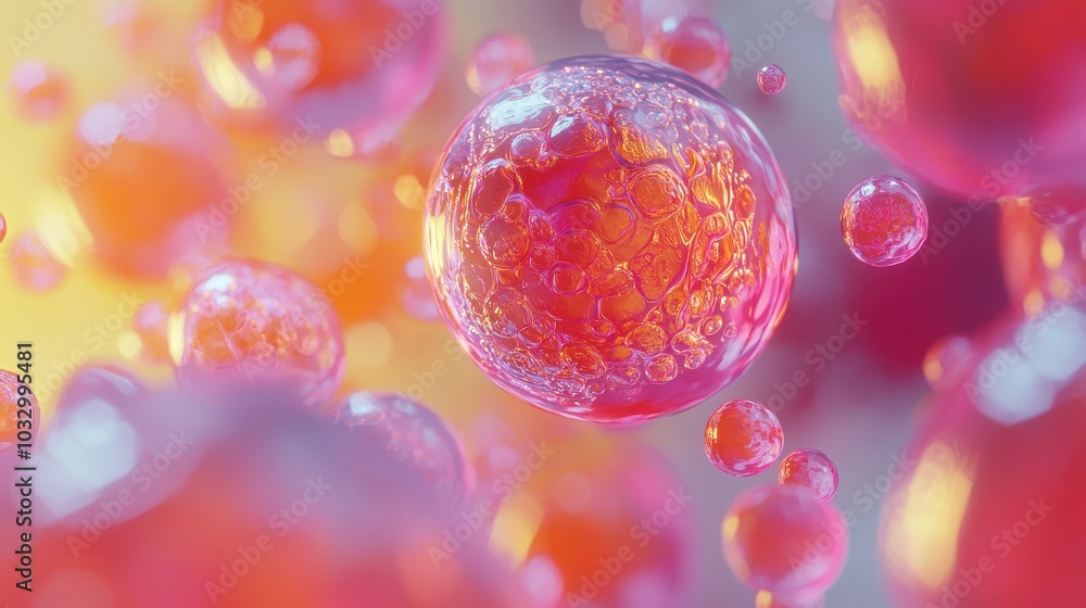 Vibrant 3D Model of Stem Cells with Detailed Colors Vibrant 3D Model of Stem Cells with Detailed Colors