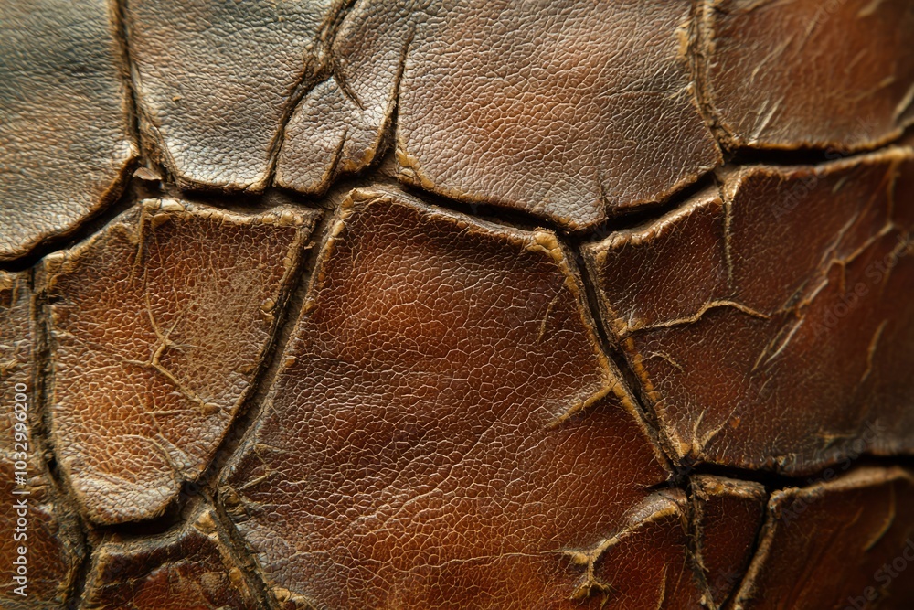 Close-up of Brown Cracked Leather Texture Close-up of Brown Cracked Leather Texture