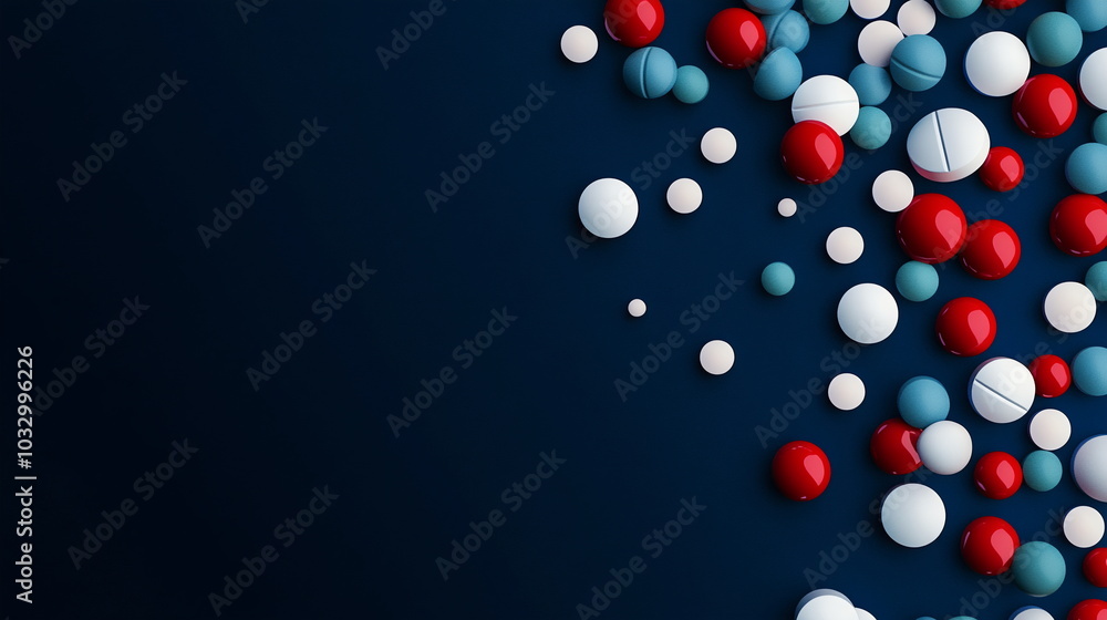 Floating Pills Against Deep Blue Abstract Backdrop Floating Pills Against Deep Blue Abstract Backdrop
