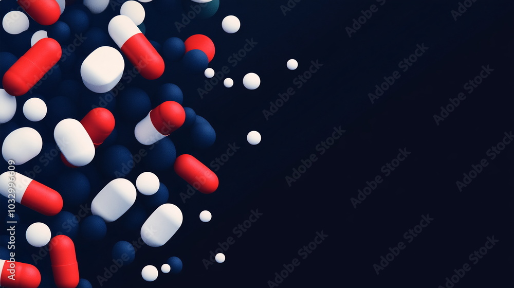 Floating Pills Against Deep Blue Abstract Backdrop Floating Pills Against Deep Blue Abstract Backdrop