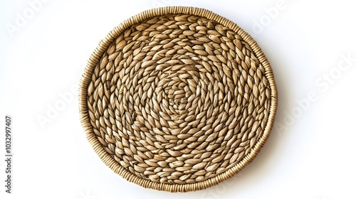 A woven luncheon mat on a white background. 