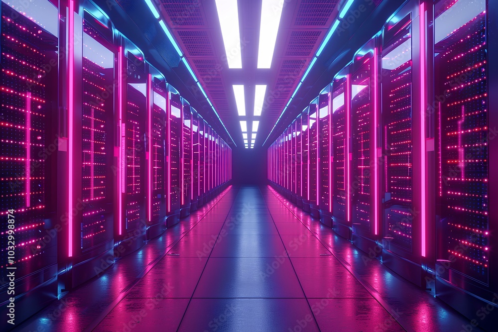 Fototapeta premium A row of servers in a data center