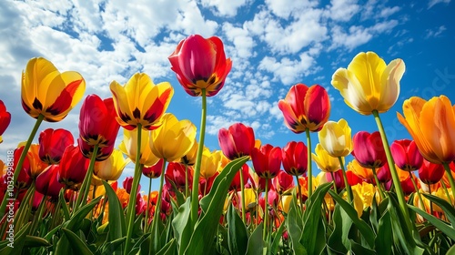 Vibrant tulip fields in the Netherlands photo