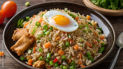 Wallpaper Mural fried rice with chicken and vegetables Torontodigital.ca