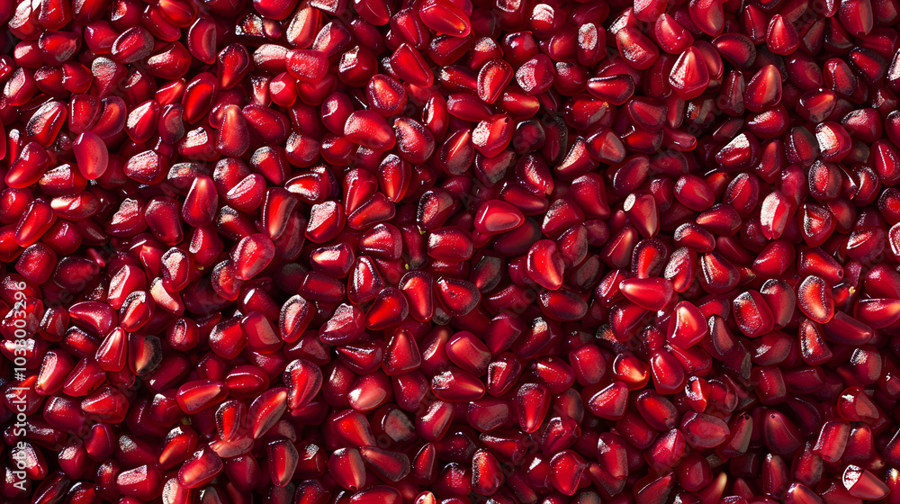 Background Completely Filled with Fresh Pomegranate Seeds Showcasing Their Vibrant Red Color. Background Completely Filled with Fresh Pomegranate Seeds Showcasing Their Vibrant Red Color.