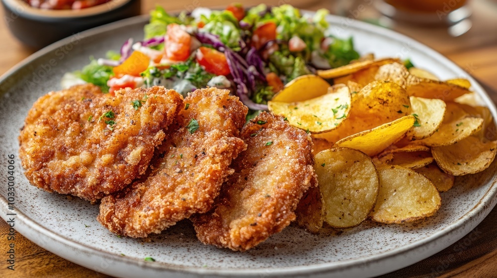 Deliciously Fried Meat on a Serving Plate Deliciously Fried Meat on a Serving Plate