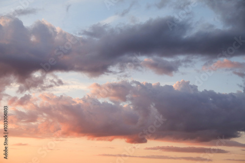 Beautiful view of blue sky with fluffy clouds