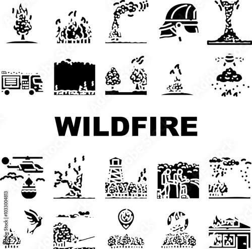 Konstfotografi wildfire firestorm burn blaze icons set vector