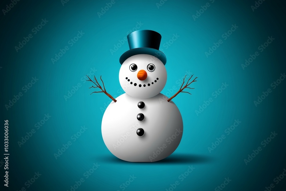 Minimalist snowman silhouette, with a carrot nose and two eyes Minimalist snowman silhouette, with a carrot nose and two eyes