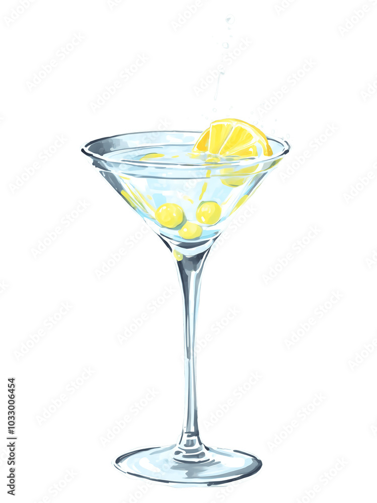 Crystal Clear Vodka Martini Cocktail hand drawn paint art illustration painting isolated white background transparent png Crystal Clear Vodka Martini Cocktail hand drawn paint art illustration painting isolated white background transparent png