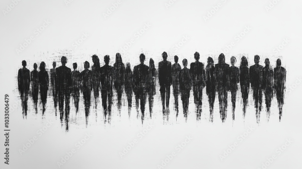 Naklejka premium Embracing Diversity and Inclusion Through Handwritten Leadership Words in Black and White Illustration