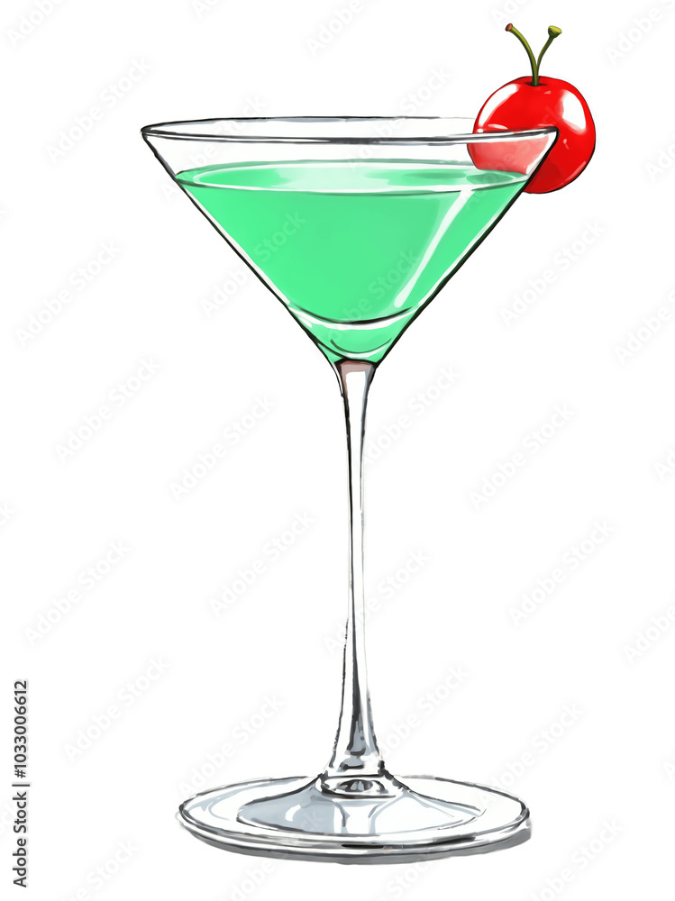 Gimlet in a Small Coupe Glass hand drawn paint art illustration painting isolated white background transparent png Gimlet in a Small Coupe Glass hand drawn paint art illustration painting isolated white background transparent png