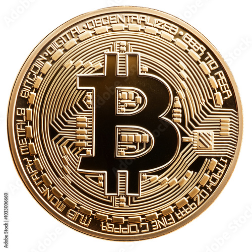 Golden bitcoin isolated 