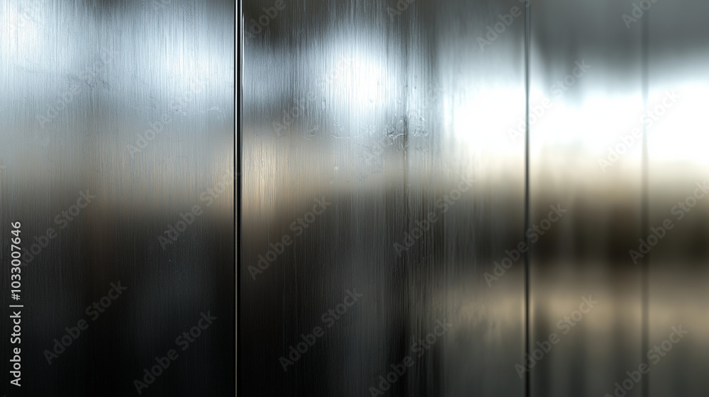 Obraz premium a close-up, front view of a metal wall with a sleek, reflective surface texture background, texture background