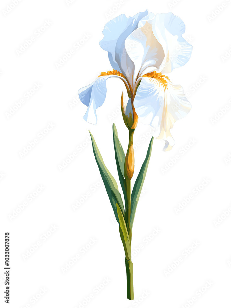Naklejka premium White iris hand drawn paint art illustration painting isolated white background transparent png
