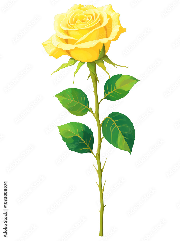 Obraz premium Yellow rose hand drawn paint art illustration painting isolated white background transparent png