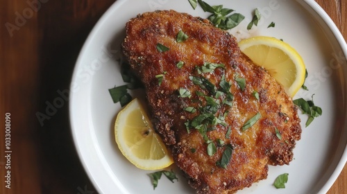 Close Up of Cotoletta alla Milanese Dish