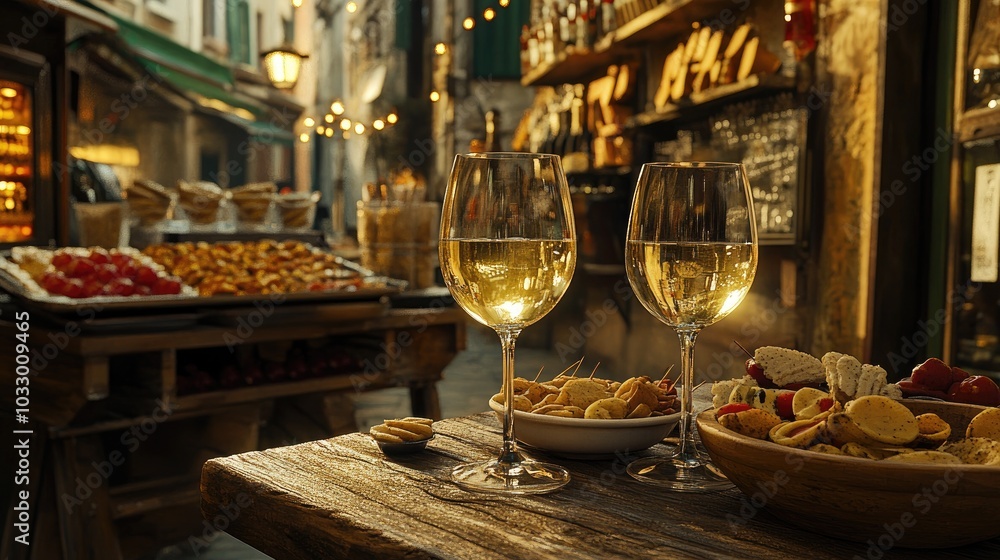 Captivating Evening Scene in Vibrant Venetian Alley Captivating Evening Scene in Vibrant Venetian Alley
