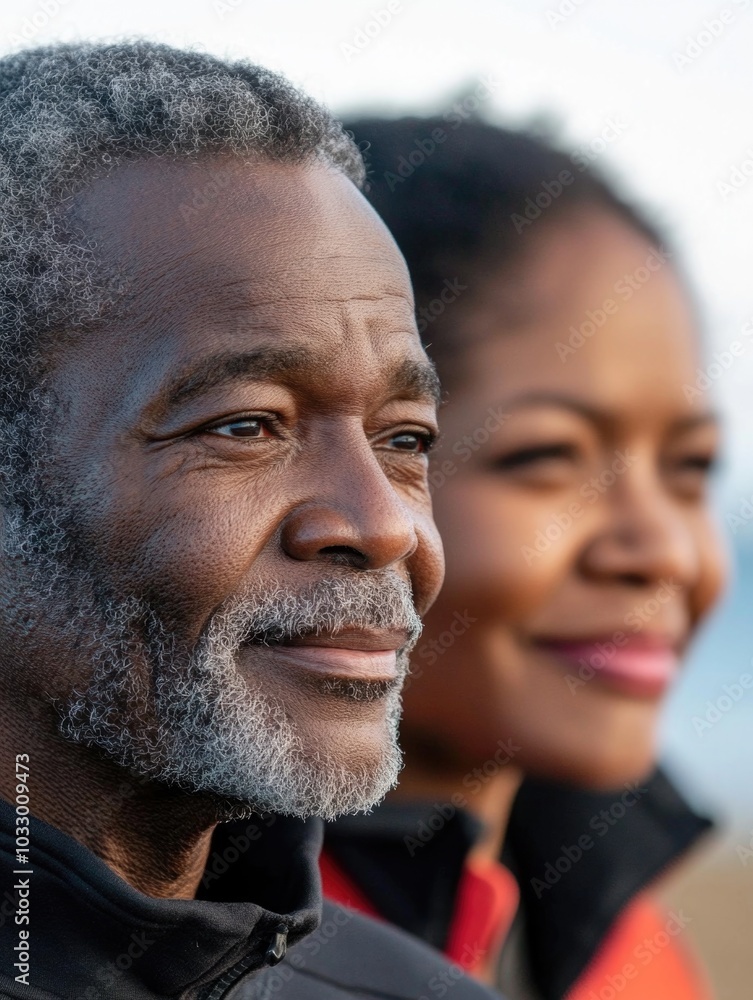 Elderly Couple Overlooking Ocean Elderly Couple Overlooking Ocean