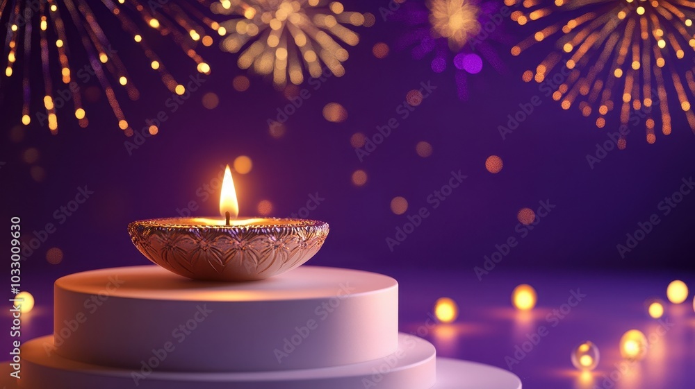 Banner design for diwali festival and podium,Diwali light decoration candle with fireworks,Stage,Product display Showcase design sparkle background,Deepavali,Dipavali,3D podium illustration. Banner design for diwali festival and podium,Diwali light decoration candle with fireworks,Stage,Product display Showcase design sparkle background,Deepavali,Dipavali,3D podium illustration.