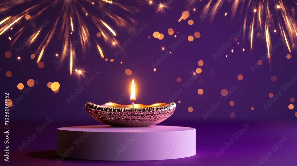 Banner design for diwali festival and podium,Diwali light decoration candle with fireworks,Stage,Product display Showcase design sparkle background,Deepavali,Dipavali,3D podium illustration. Banner design for diwali festival and podium,Diwali light decoration candle with fireworks,Stage,Product display Showcase design sparkle background,Deepavali,Dipavali,3D podium illustration.