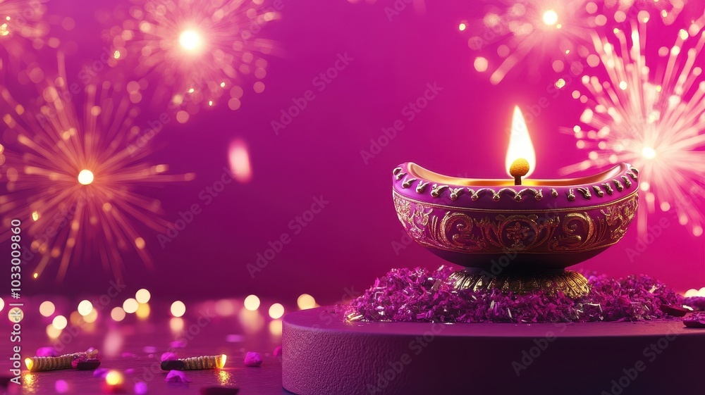 Banner design for diwali festival and podium,Diwali light decoration candle with fireworks,Stage,Product display Showcase design sparkle background,Deepavali,Dipavali,3D podium illustration. Banner design for diwali festival and podium,Diwali light decoration candle with fireworks,Stage,Product display Showcase design sparkle background,Deepavali,Dipavali,3D podium illustration.