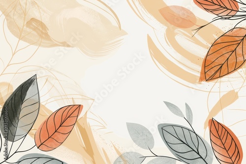 Hand drawn minimal background, nature, abstract, leaf